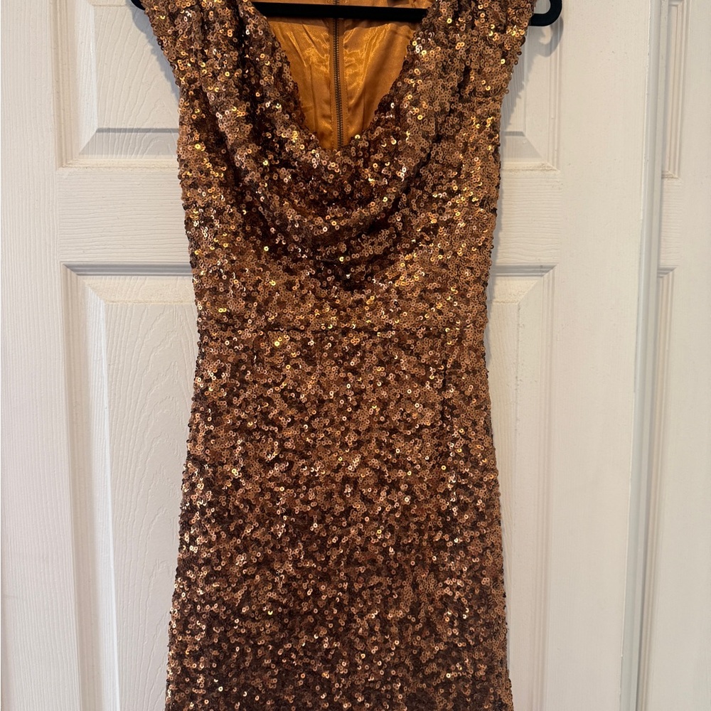 French Connection Copper Sequin Mini Dress